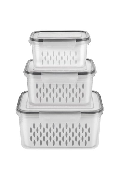 Generic 3 Set Fridge Fruit Storage Containers with Colander and Airtight Lids...