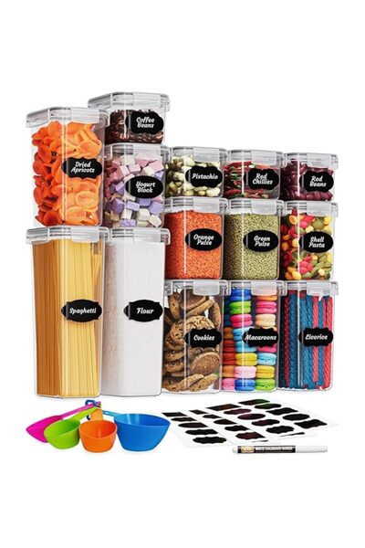 Generic Food Storage Containers with Lids, Pasta Containers for Pantry Organi...