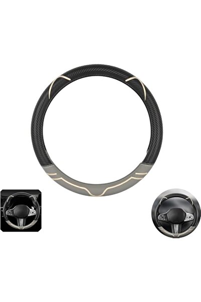 KASTWAVE Car Steering Wheel Cover, Carbon Fiber PU Leather, Durable Leather C...