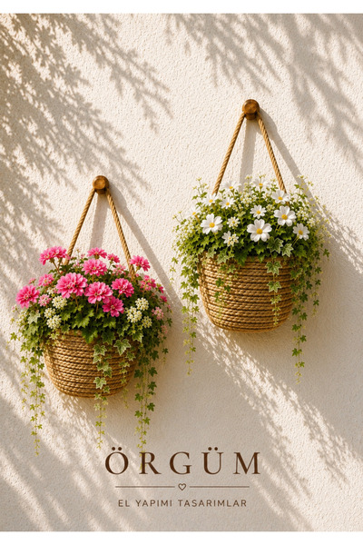 EGE ÖRGÜM Coș decorativ multifuncțional mini 12x10 cm PLANTĂS ȘI UMERĂTORI DI...