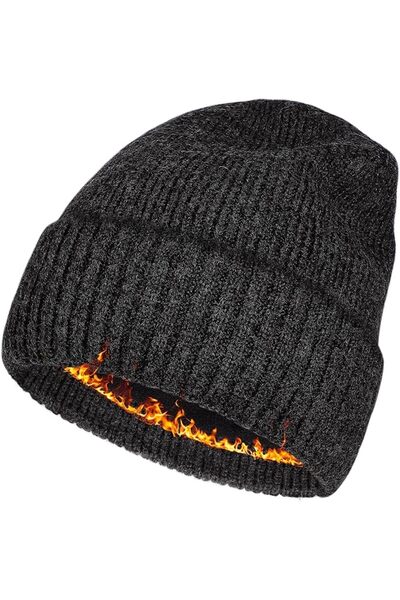 GENERAL Plus Size Fleece Lined Beanie Hat - M/L/XL/XXL Merino Wool Beanie Hat...