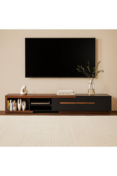 Baytonia Modern Tv Stand Unit Table Eliana - Brown and Black