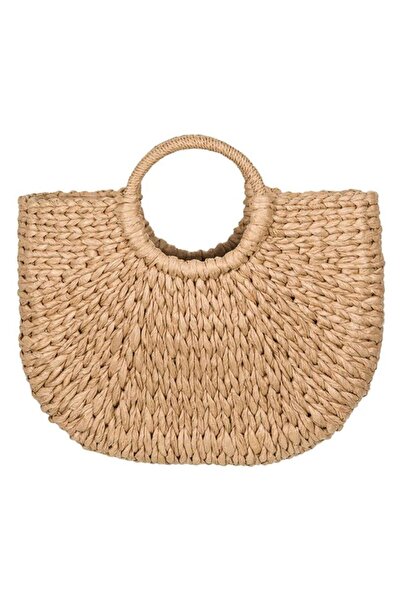 OEM Beige Straw Summer Bag for Women 43x6x30cm