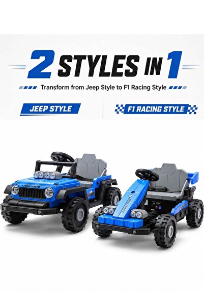 Zaprus سيارة أطفال كهربائية قابلة للتحويل، سيارة جيب وسباق فورمولا 1 بتصميم 2...