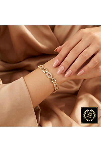 XUPING JEWELRY Vıp Seri 316L Çelik 14K Gold Renk Geçmeli Kilitli Kalın Oval H...