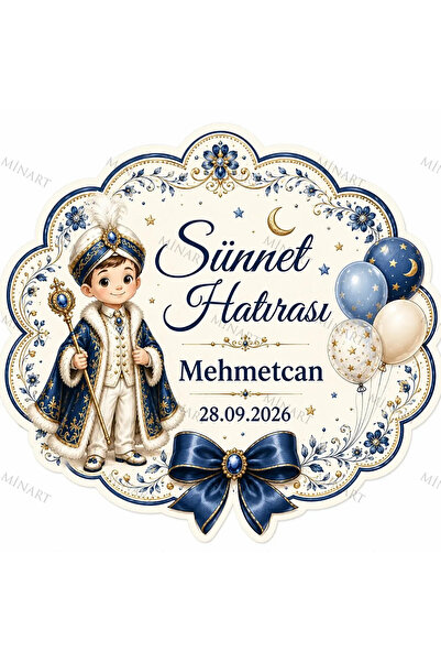 Minart 25 Adet Balonlu Lacivert Sünnet Sünnet Magneti, Balon Fiyonk Şehzade v...