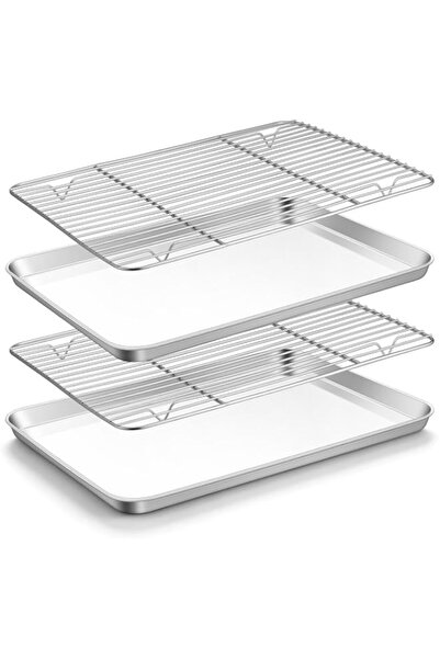 Generic TeamFar Baking Sheet with Rack Set (2 Pans + 2 Racks), Stainless Stee...
