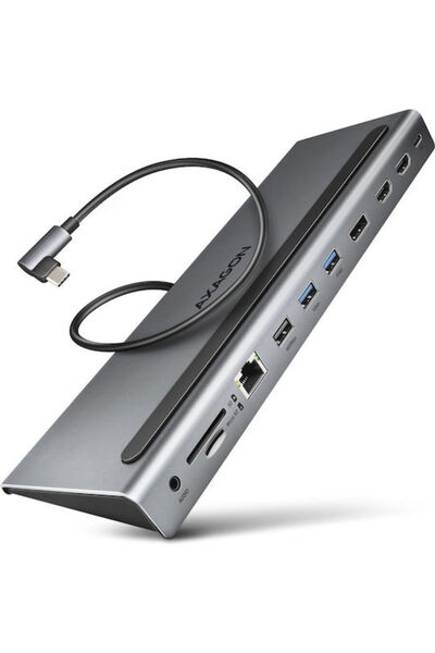 Axagon Σταθμός σύνδεσης USB-C με HDMI/DisplayPort 4K, PD, Ethernet και υποστή...