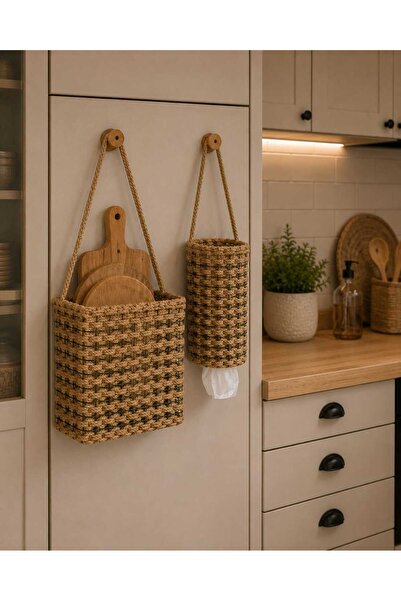 Egindra Wicker Weave Metal Wire 2-Piece Rustic Kitchen Organizer Basket - Cut...