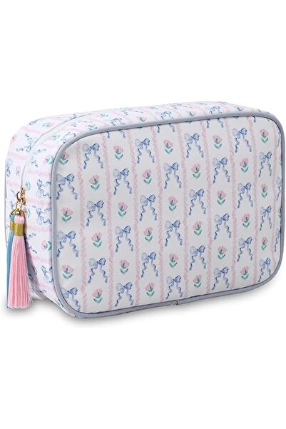 Tazweeq Makeup Bag, Stripe Tassel Design, Make Up Pouch with Zipper, Cosmetic...