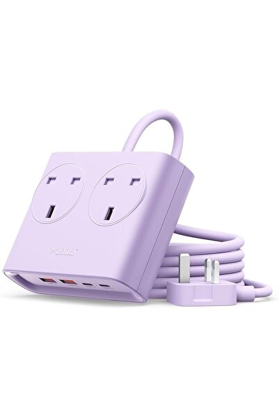 Orico وصلة تمديد كهربائية بقوة 20 واط مع منافذ USB، مقبس تمديد ثنائي المنافذ ...