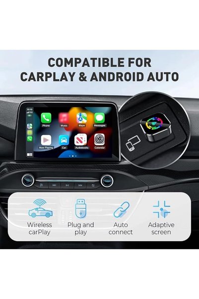 ANYUAN 2-in-1 Wireless CarPlay Adapter For Apple & Android Auto, 2025 Upgraded Mini USB Car Play Con