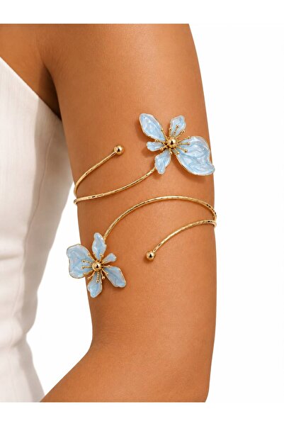perry accessories AZURE BLOOM MAVİ mineli özel tasarım pazu bilekliği GOLD DE...