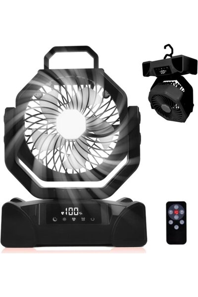Morvena Picks Ventilator de camping portabil reîncărcabil - 5 viteze - 3 culo...