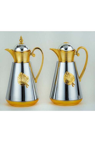 BASURRAH Luxury Tea and Coffee Thermos Set, 2 Pieces, Silver Gold Color, 0.8 ...