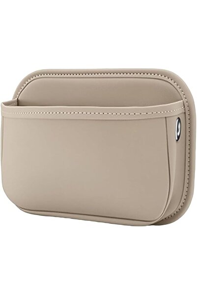Tazweeq Beige Car Seat Side Pocket Organizer, PU Leather Storage Bag, Pen Pho...