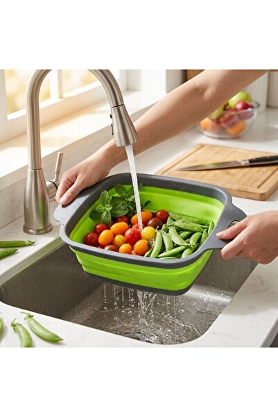 Re Large square foldable silicone colander 29×22cm, fruit and vegetable drain...