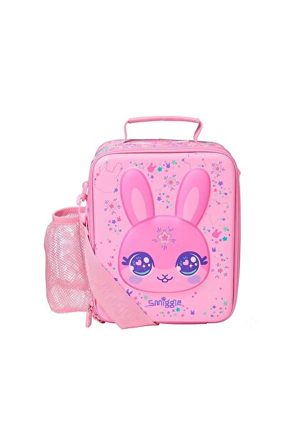 SMIGGLE حقيبة غداء صلبة بحزام من أول ستارز باللون الوردي 456166
