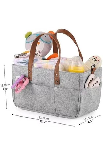 Tazweeq Diaper Caddy, Large Nursery Basket with Zipper Lid & Leather Handle, ...
