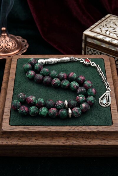 Prestige Natural Jade Stone 33 Prayer Beads with Metal Tassel 8mm Sphere Cut ...
