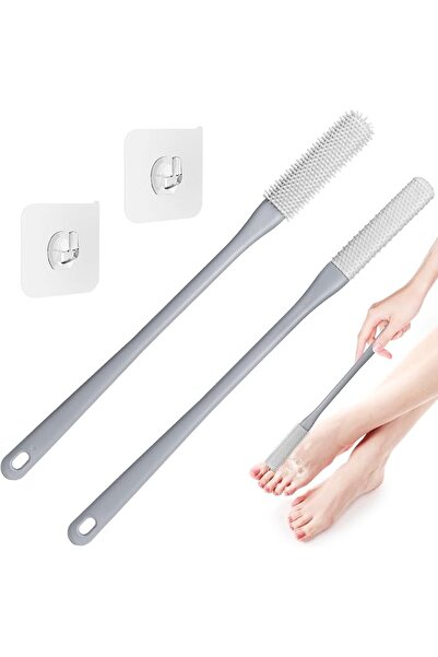 GENERAL 2 Pack Silicone Toe Cleaning Brush and Foot Scrubber with 15.7 in Lon...