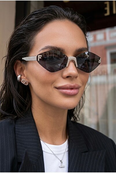 Eyesofia Livia Crystal Baklava Silver Metal Frameless Ultra Light Uv400 Filte...