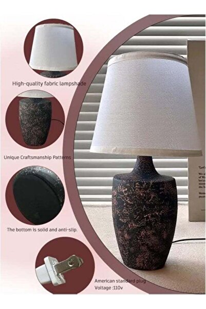 Generic Modern Black Speckled Ceramic Table Lamp with White Fabric Shade – Co...