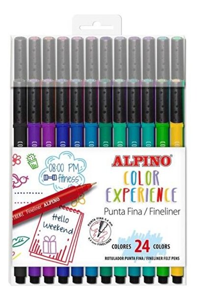 Alpıno Fineliner, hrot 0,4 mm, sada 24 barev, barevná kolekce, 0,4 mm
