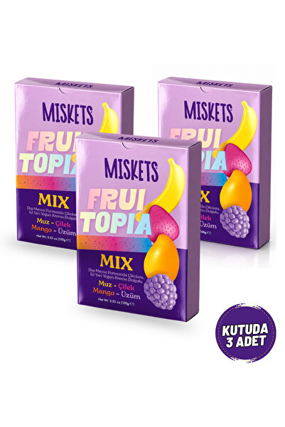 Miskets Fruitopia Mix Krema Dolgulu Meyve Şekilli Çikolata 3'lü Paket 3 x 100 g