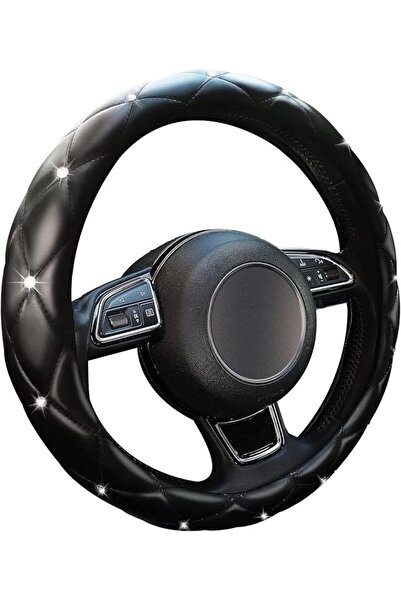 X SPRING Car Steering Wheel Cover, 38cm Universal Fit, Black Non-Slip Grip, B...