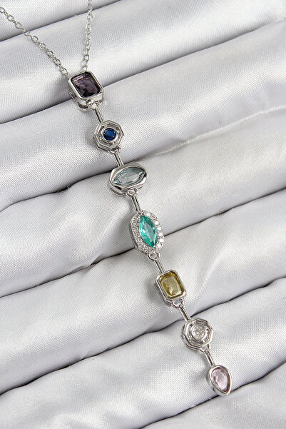 SORA GROUP Brass Colored Zircon Stone Model Silver Color 7 Element Women's Y ...