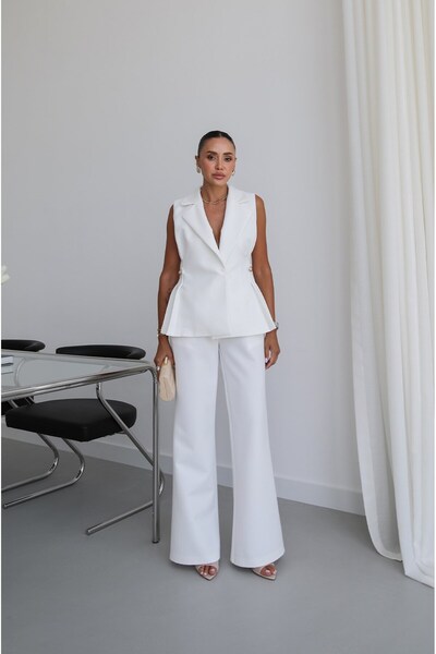 Havoş White Mia Vest Pants Set