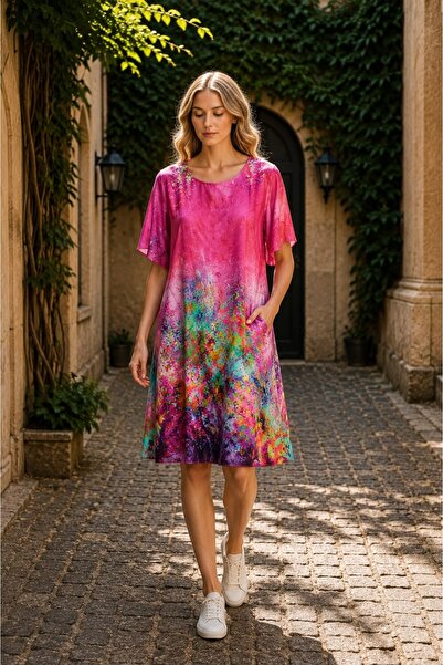 Fashimo Rochie midi cu maneca tip fluture si buzunare ES11816