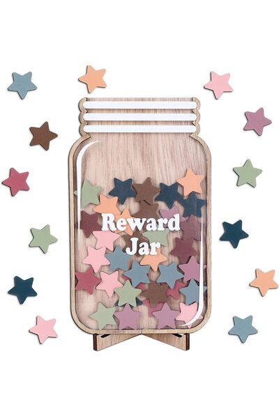 Tazweeq Wooden Reward Jar for Kids, with Base Management Tools, Reward System...