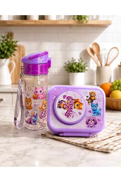A&A Çocuk Beslenme Kutusu ve Pipetli Suluk Seti – 3 Bölmeli Lunch Box, 500 ml...