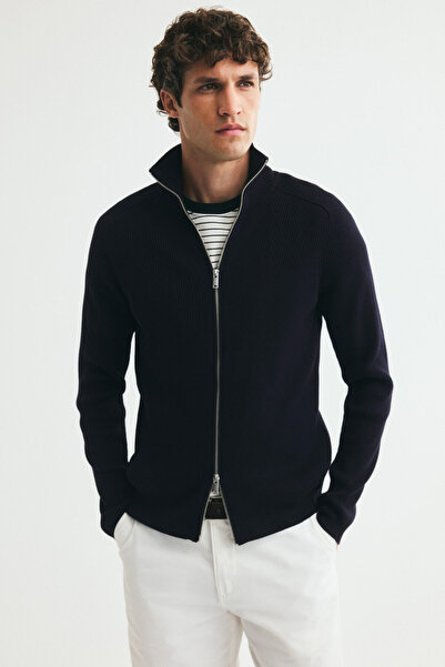 H&M Lastik Örgülü Hırka Slim Fit