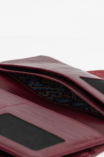BAYDERİ Lehix Genuine Leather Wallet with Compartments Claret Red