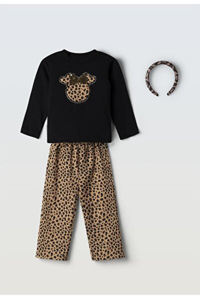 Evita Σετ παντελόνι animal print κορίτσι "Teddy" μαύρο