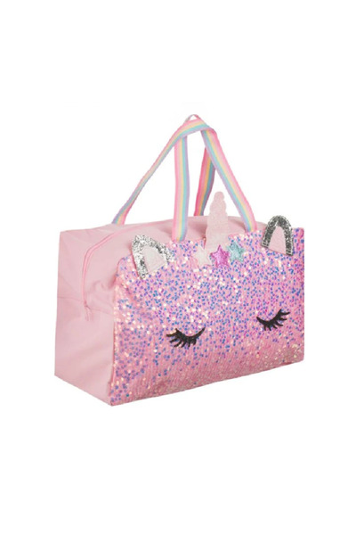 Generic Brand Geanta de Voiaj Model Unicorn Roz Paiete 45x18x28cm