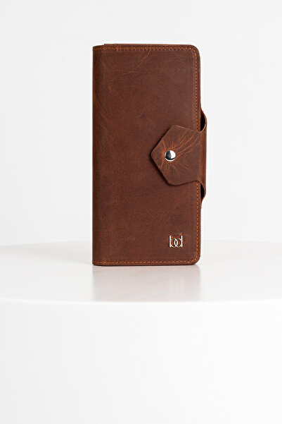 BAYDERİ Lehix Genuine Leather Wallet with Compartments Crazy Tan