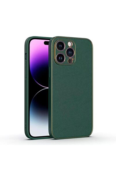 Yolo Husă pentru iPhone 14 Pro, Piele, Margine TPU, Verde
