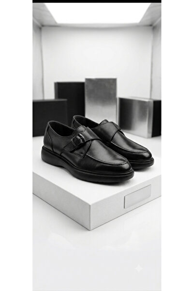 BAL ALTINÖKÇE AYAKKABICILIK Men's Black Flat Classic Buckle Shoes Narrow Fit
