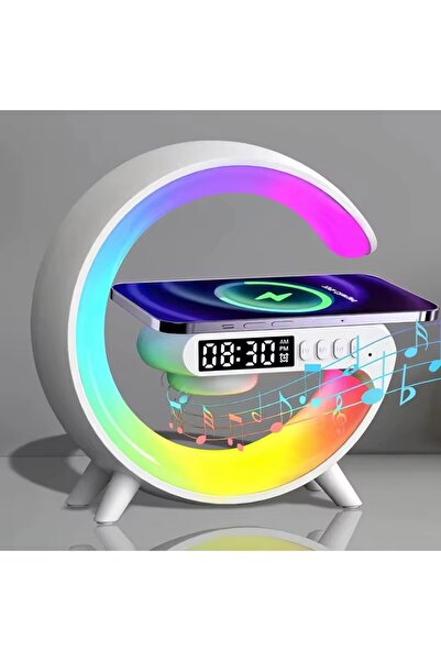 PlayFun Incarcator Wireless 15W cu Boxa Bluetooth, Ceas si Lumina Ambientala ...