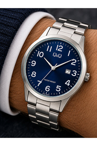 Q&Q Men's Wristwatch Silver Color with Calendar Casual and Classic Style Japa...
