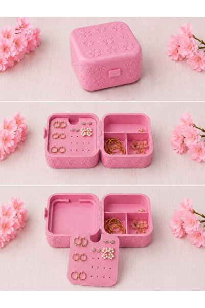 lucien vela Pink Floral Embossed Jewelry and Gem Box - Compartmented Earring ...