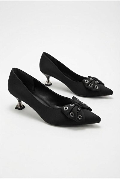 fort 077-988-22 Satin Bow Buckle Accessory Pointed Toe 5 cm Low Heel Women's ...