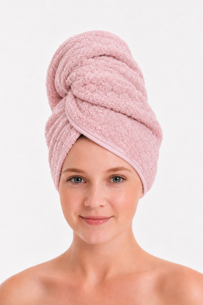 Seritaine Towel Hair Cap Pink 100% Cotton Hair Drying, Drying, Showering, Bat...