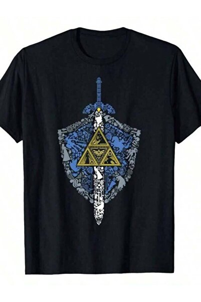 NOURAM تي شيرت برسومات أيقونات العناصر من Zelda Hylian Shield