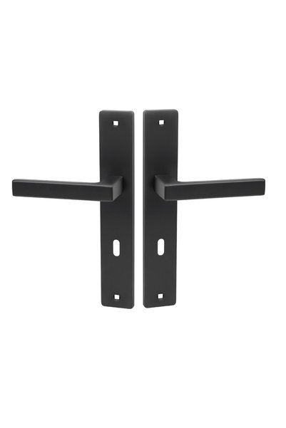 Kuchinox Mâner pentru uși de interior, Rando, cu cheie, placă lungă 72mm, neg...