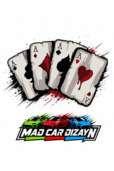13 x 8,5 cm Poker Kağıdı Full As Sticker Motor Araba Kask Sticker